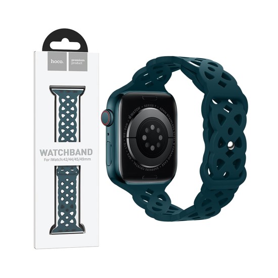 Bracelete Hueca de Silicona Hoco WA09 para iWatch (42/44/45/49mm) Verde Oscuro